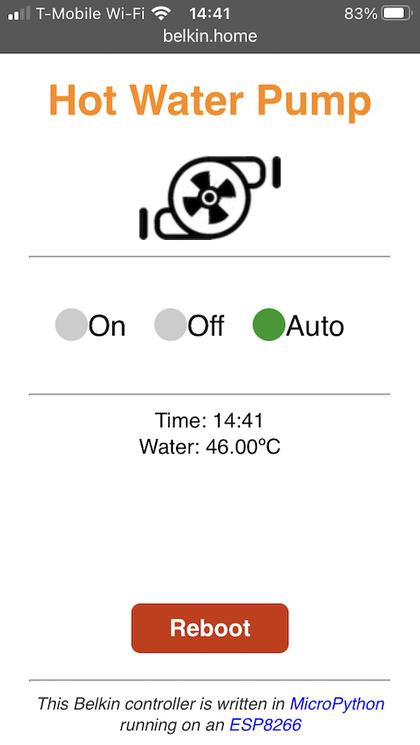 Screen shot of the web interface